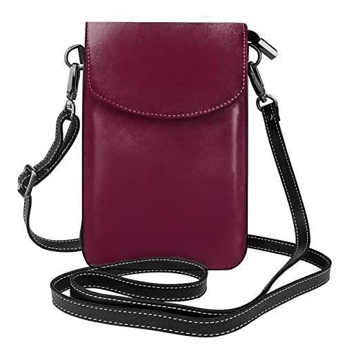 Sac à bandoulière en cuir rouge vin pour téléphone et cartes