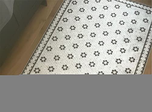 Stone Center Online Carrara White Marble 1 Inch Hexagon Rosette Mosaic Tile W/Nero Marquina Black Honed Kitchen Bath Wall Floor Backsplash Shower (1 Sheet) #TOP5