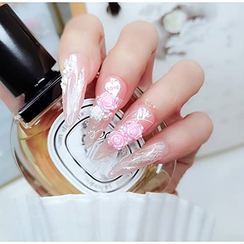 Flower Nail Charms For Nail Art, 3D Flower Nail Art Charms Heart Nail Flakes Heart Rhinestones For Nails, Spring Summer Nail Decorations Rose Flower Nail Designs Nail Art Accessories For Women Girls #TOP5