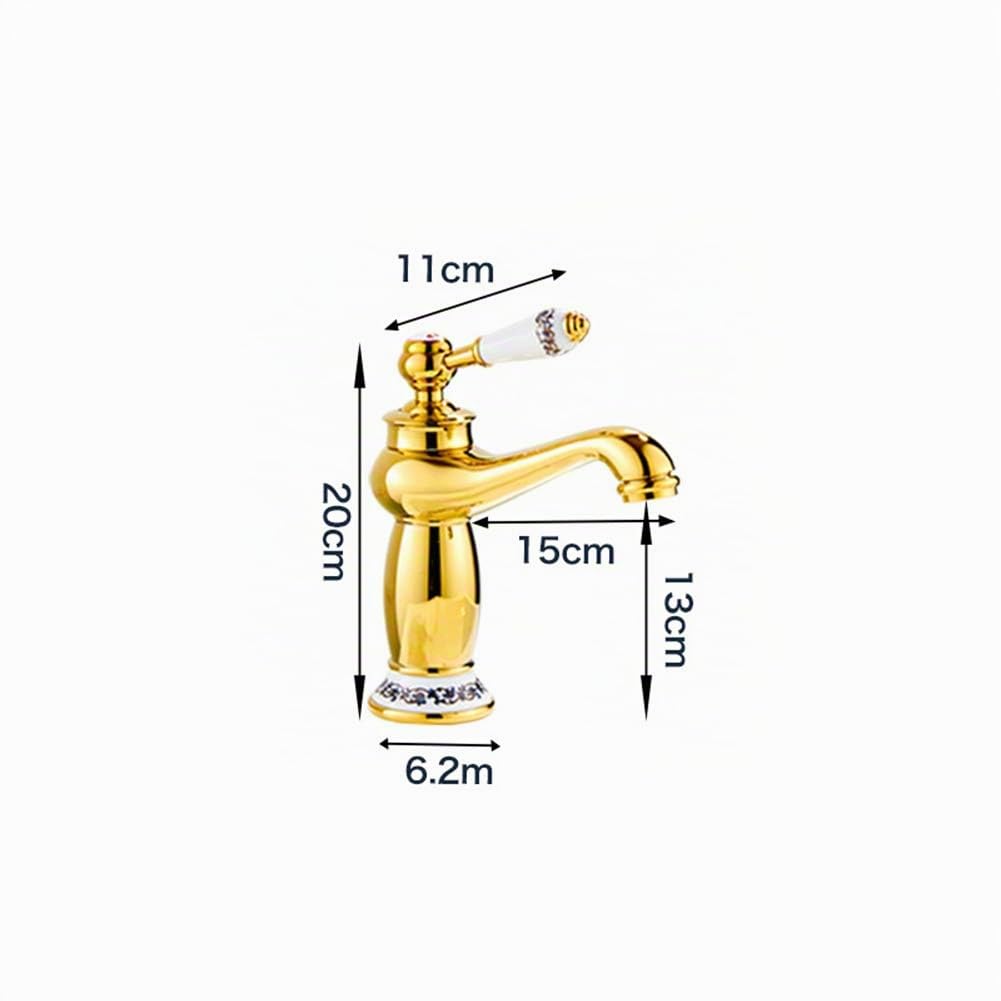 Rubinetto Bagno Lavabo, Rubinetto Lavabo, Antico D'oro Ottone Rubinetto Bagno, Acqua Calda E Fredda Disponibile, Elegant Miscelatore Monocomando, Per Bagno o Avabo Bagno, Con Valvola In Ceramica