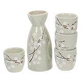 ULTECHNOVO Japanisches Sake Satz Keramik Mit 1 Kessel Und 4 Bechern Sake Becher Aus Keramik Partyzubehör Für Zuhause Und Gaststätten
