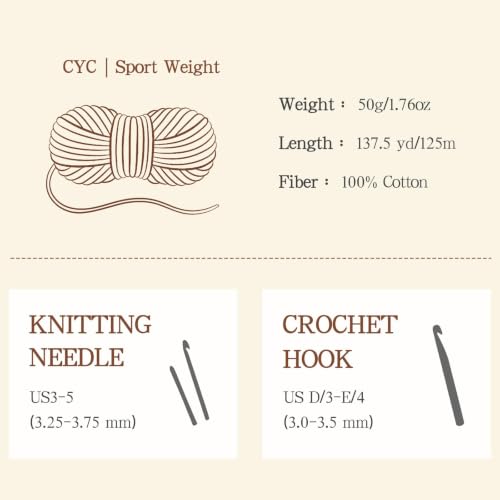Image of Katech 1OO% Cotton Yarn for Crocheting-2 Sport Weight Baby Yarns (White)