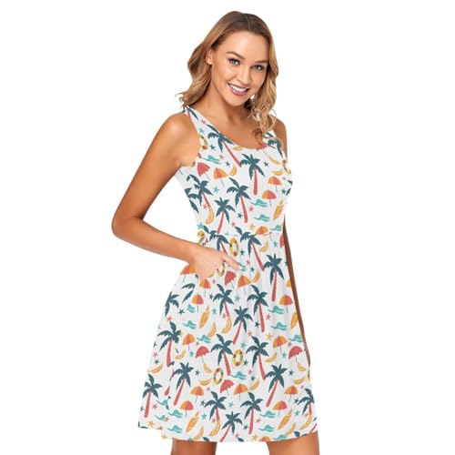 Image of ALAZA Women's Summer Dress Sun Dress Sleeveless with Pockets