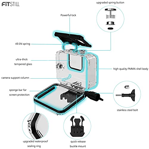 Fitstill 60M Waterproof Case For Go Pro Hero 8 Black, Protective Underwater Dive Housing Shell With Bracket Accessories For Go Pro Hero8 Action Camera #TOP3