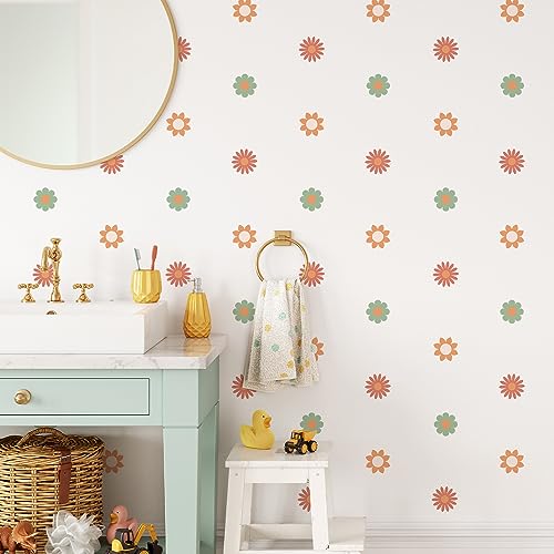 Boho Daisy Flower Wall Decals Retro Floral Wall Stickers Easy to Peel and Stick Floral Vinyl Wall Stickers Baby Nursery Girls Room Bedroom Living Room Home No Residue Party DIY Art Decoration(P42) - Image 2