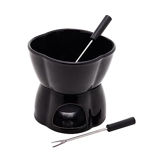 Aparelho de Fondue 4 Peças de Porcelana Alpes Preto 400ml - Lyor