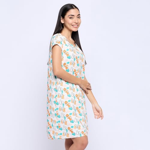 Image of CAMEY Printed Knee Length Nighty|Loungewear|Nightwear|Sleepwear|Home Wear Short Nighty for Women