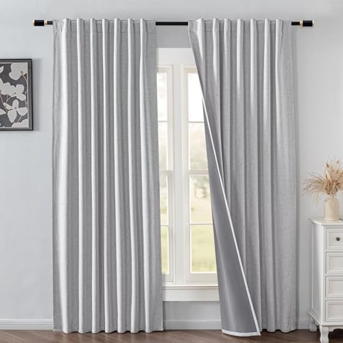 100% Blackout Curtains 72 Inch Length for Bedroom, Black Out Curtains 2 Panels Set for Living Room, Thermal Insulated Rod Pocket & Back Tab Drapes Privacy Window Decor(52x72 Inch, Off-White)
