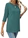 JomeDesign Tops for Women Summer Casual Round Neck Blouses 3/4 Sleeve Tunic Shirts Emerald XXL