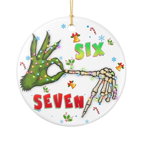 Funny Santa Says 6-7 Ornament – Gen Z Meme Christmas Ornament, Hand Skeleton Ornament, 6 7 Meme Keepsake Gift, Funny Holiday Decor, 6-7 Meme Ornament 2025 (Style 1)