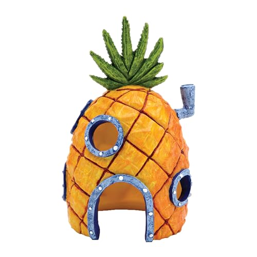Image of Penn-Plax Spongebob and Pineapple House Aquarium Ornament | 2 Piece Set | Great for Fresh or alt Water Tanks (Pack of 3)
