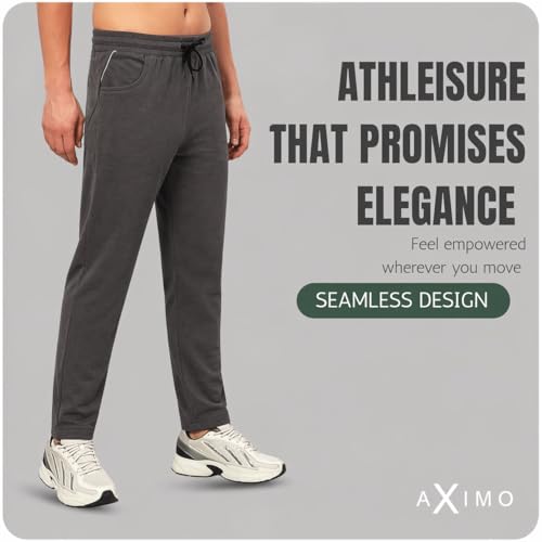 Image of Men Denim Track Pants Slim Fit Joggers Elastic Waistband Drawstring Stretchable Fabric Casual Lounge Travel Pants with Side Pockets Stylish Streetwear Jogger Pants for Men
