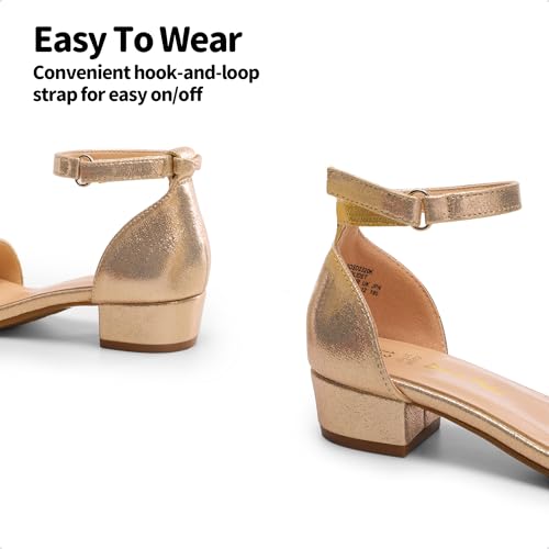 DREAM PAIRS Girls Sandals Low Heel Dress Pump Ankle Strap Interchangeable Bow Flower Wedding Party Shoes for Little Kid/Big Kid3