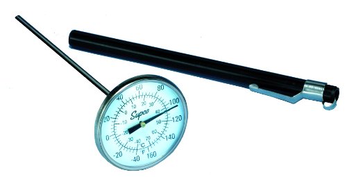 Supco ST08 Stainless Steel Pocket Dial Thermometer 5 Stem 1-3/4 Dial -40 to 160 Degrees F