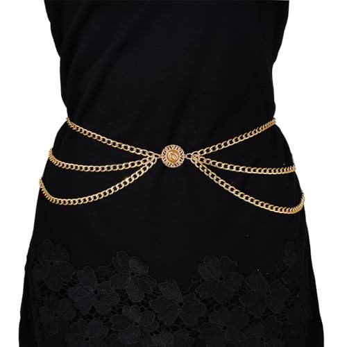 Multilayer Metal Waist Chain Belt for Women Waist Belly Chain for Dresses, Jeans, Skirts, Trousers