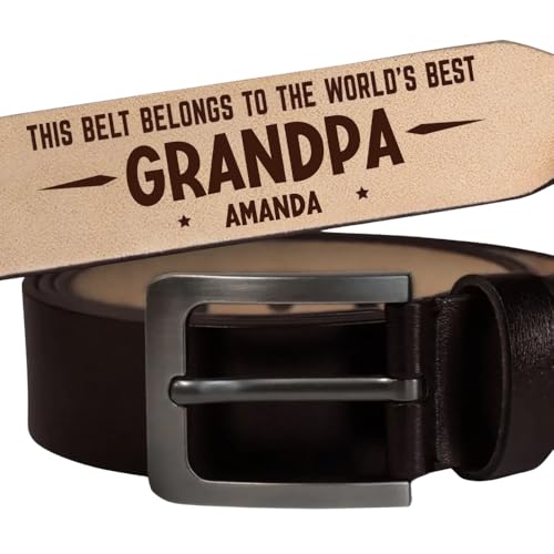 This Belt Belongs to the World’s Best Grandpa, Personalized Leather Belt for Grandpa - Custom Leather Belt with Kid's Name, Father's Day Gift from Grandchildrem, Gift for Dad, Father, Grandpa3