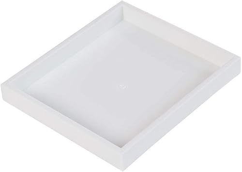 Bandeja apilable pequeña de plástico blanco, 7 14 pulgadas de largo x 8 14 pulgadas de ancho x 1 pulgadas de alto, juego de 3