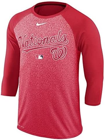 Nike Washington Nationals Men's AC Legend 3/4-Sleeve Raglan Performance T-Shirt (X-Large) Red