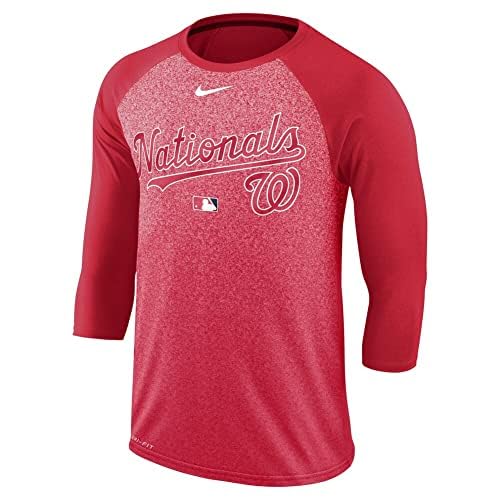 Nike Washington Nationals Men's AC Legend 3/4-Sleeve Raglan Performance T-Shirt (X-Large) Red