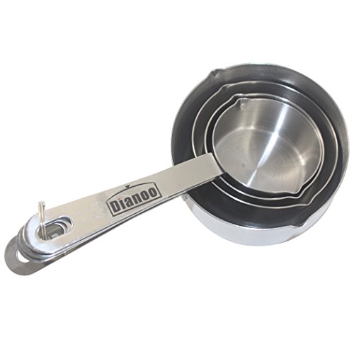 Dianoo Measuring Cup, Deluxe Stainless Steel Measuring Cup Set, Set Of 4 (Silver) #TOP3