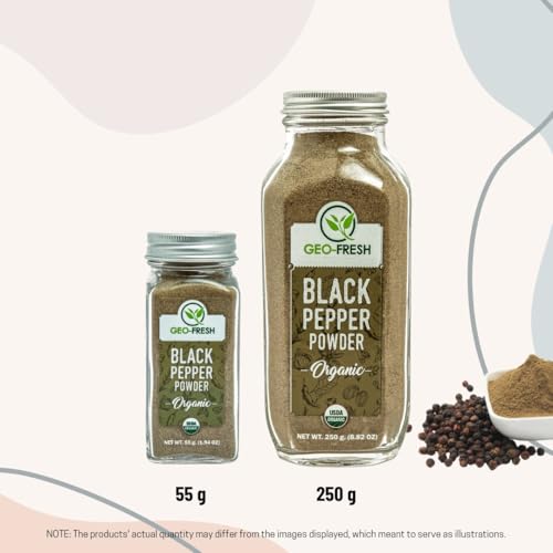 Geo-Fresh Organic Black Pepper Powder, 1.94 Oz (55G) | Black Peppercorn Powder | Spices & Seasoning | Non-Gmo, Kosher, 100% Organic, Gluten Free, Usda Certified thumb #5