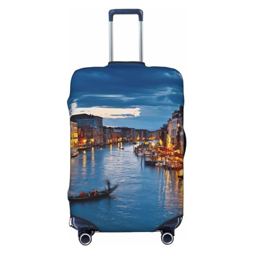 KLJnmbb Venice Night Print Universal Suitcase Cover �ו��v���e�N�^�[ �L�k�� ����\ ���s�p���Q�b�W�J�o�[, �u���b�N///�z���C�g, XL