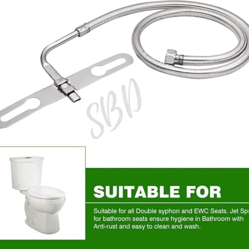 Image of SBD Toilet Jet Bidget Hands-Free Spray with 1.5 m Heavy PVC Hose (Silver, Large)