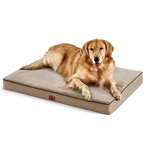 Bedsure-Memory-Foam-Dog-Bed-for-Extra-Large-Dogs-Orthopedic-Waterproof-Dog-Bed-for-Crate-with-Removable-Washable-Cover-and-Nonskid-Bottom-Plush-Flannel-Fleece-Top-Pet-Bed-Khaki