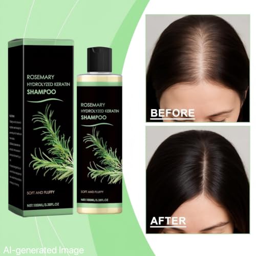 Image of Organic Rosemary Hair Growth Shampoo,Rosemary Hydrolyzed Keratin Shampoo, Nourishes and Regenerates Hair for Thinning Hair & Hair Loss for Women and Men (3.38 Fl Oz (Pack of 1)) (Pack of 1)