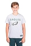 Ultra Game NFL Philadelphia Eagles Youth Active Crew Neck Tee Shirt, Heather Gray, 8