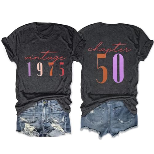 50th Birthday Shirt for Women Vintage 1975 T-Shirt...