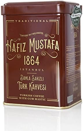 Hafiz Mustafa 1864 Istanbul, Gum Mastic Turkish Coffee, Finest Ground, Authentic, Milled and Medium Roasted Arabica Beans, Tray Gift Ideas for Birthday, Christmas