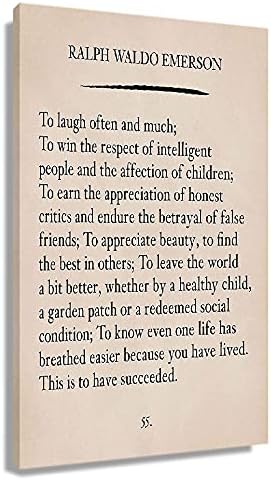 Ralph Waldo Emerson Quotes Wall Art Retro Prints Posters Framed Art Canvas Abstract Artwork Modern Painting Vertical Pictures For Classroom Decor Framed (12x18 inch)
