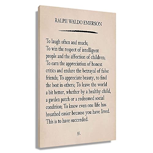 Ralph Waldo Emerson Quotes Wall Art Retro Prints Posters Framed Art Canvas Abstract Artwork Modern Painting Vertical Pictures For Classroom Decor Framed (12X18 Inch) #TOP30