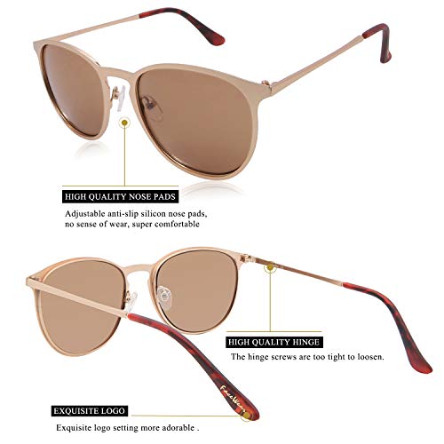 Classic Round Retro Sunglasses UV400 Circle Lens Metal Frame Men Women FW1006 C2 gold3