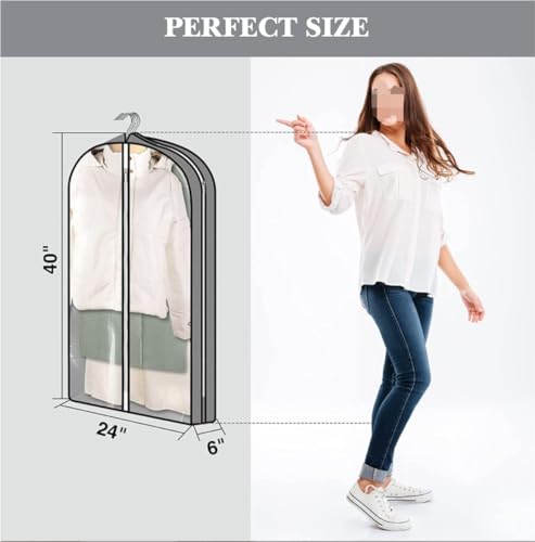 Clothes Cover 5 Pcs Garment Bags 40" Clothing Bags for Hanging Clothes with 6'' Gusset Garment Bag Suit Bags2