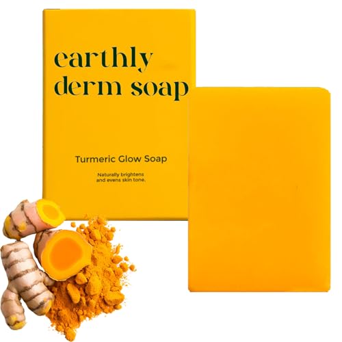 Earthly Derm soap Turmeric Glow Soap Natural Handmade Bar Gentle Cleansing and Moisturizing for All Skin Types (1PCS 3.5OZ)