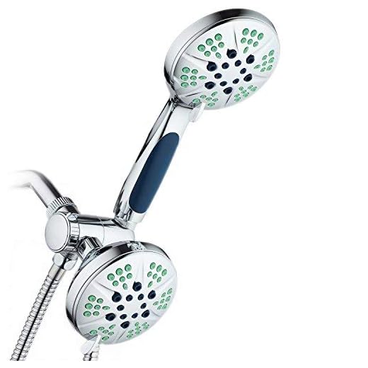 Antimicrobial Anti-Clog Rainfall Shower Combo | Bathroom Accessories Hotel Spa - Antimicrobial Shower Heads with Handheld Spray-High Pressure Shower Head - 4.3 Inch Showerhead, 4.3 Inch Handheld Shower Head - 3-in-1, 48-Setting Shower Heads 5 Foot Shower Hose (Chrome)