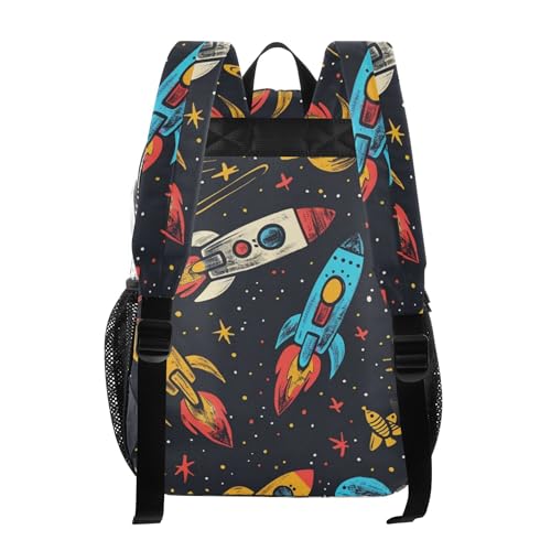 Outer Space Spaceship Rocket Galaxy Clear Backpack PVC Transparent Backpack Lightweight Book Bags Capacity Clear Bag for Boys Girls3