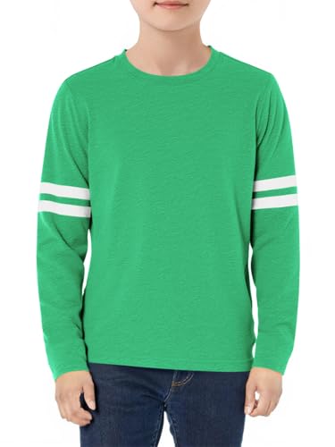 Image of Haloumoning Boys Long Sleeve Shirts Kids Crewneck T Shirts Casual Striped Tops Tees 5-14 Years