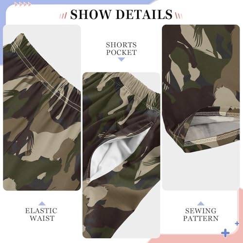 ZZXXB Horse Camouflage Boys Long Pants Soft Trousers Elastic Waist Kids Lounge Bottoms with Pockets S-XL4