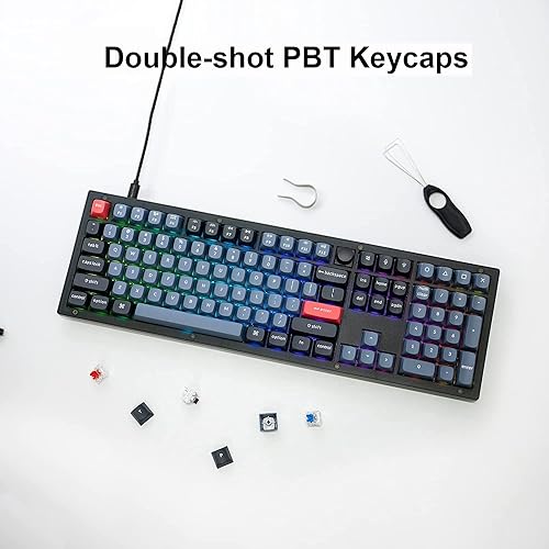 Image of Keychron V6 100% Layout Custom Wired Mechanical Keyboard with Knob, 108 Keys RGB Backlight QMK /VIA Programmable Macro, Hot Swappable K Pro Brown Switch PBT Keycaps for Mac Windows (Frosted Black)