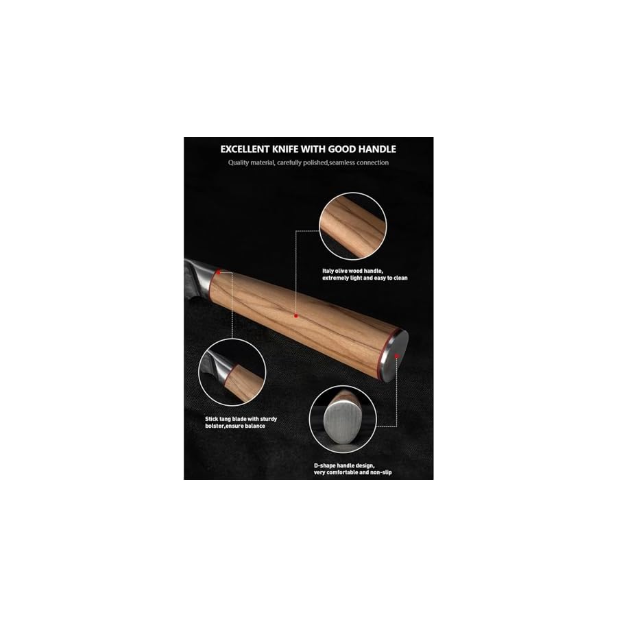 Knives Set for Kitchen Utensils Set for Damascus Steel Knife Set 10 PCS Solid Wood Handle, Japanese Damascus AUS-10Vcore,67 layers blade