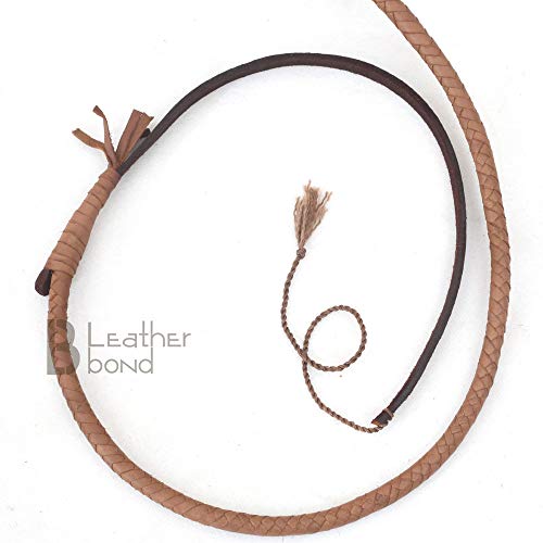 Indiana Jones Style 10 Foot 8 Plait Natural Tan Leather Bullwhip Real Cowhide Leather Bull Whip #TOP3