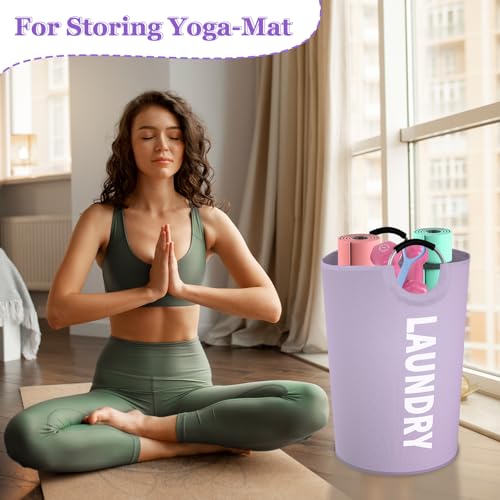 Image of 2Pack 125L Extra Large Laundry Baskets, Collapsible Laundry Hamper with Soft Handles, Dirty Clothes Basket in 600D Oxford Fabric, Sturdy Clothes Hampers for Travel, Family, Purple + Pink
