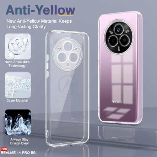 Image of AESTMO Back Case Cover for Realme 14 Pro 5G | Crystal Clear Design | Shock Proof Design | Transparent Back Case Cover for Realme 14 Pro 5G (Transparent, TPU)