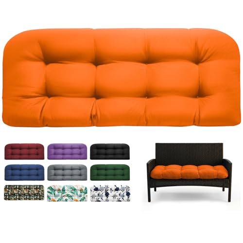 DANGHOOGY Outdoor Bench Cushions Waterproof Patio Loveseat Cushions for Outdoor Furniture Thick Love Seat Bench Cushions 44 x 19 x 5 Orange