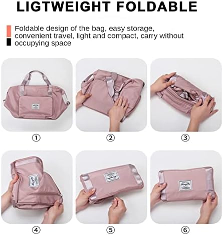 Large Capacity Folding Waterproof Travel Bag, Portable Foldable Travel Duffle Bag Dry and Wet Separation, Waterproof Oxford Fabric Bag for Weekender Sports, Gym, Vacation (Black) 6 Large Capacity Folding Waterproof Travel Bag, Portable Foldable Travel Duffle Bag Dry and Wet Separation, Waterproof Oxford Fabric Bag for Weekender Sports, Gym, Vacation (Black)