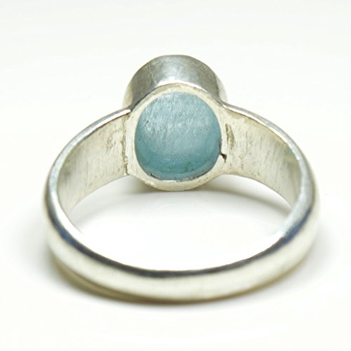 Bague en argent véritable aigue-marine pour harmoniser les chakras