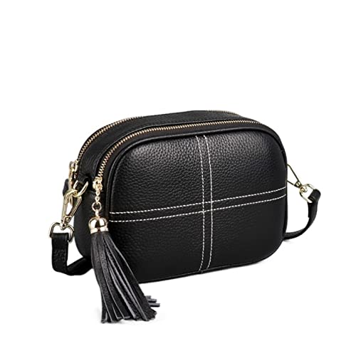 Bolso bandolera de cuero RajoNN para mujer en color gris con tamaño de 8x6 pulgadas